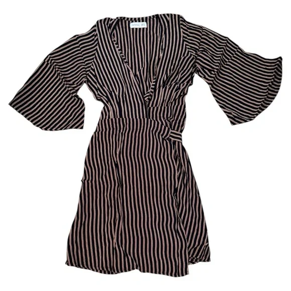 Faithfull the Brand Black Maroon and White Striped Dress - Picture 2 of 4